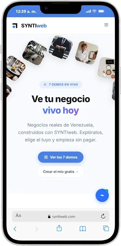 SYNTIweb — Vista móvil de landing page